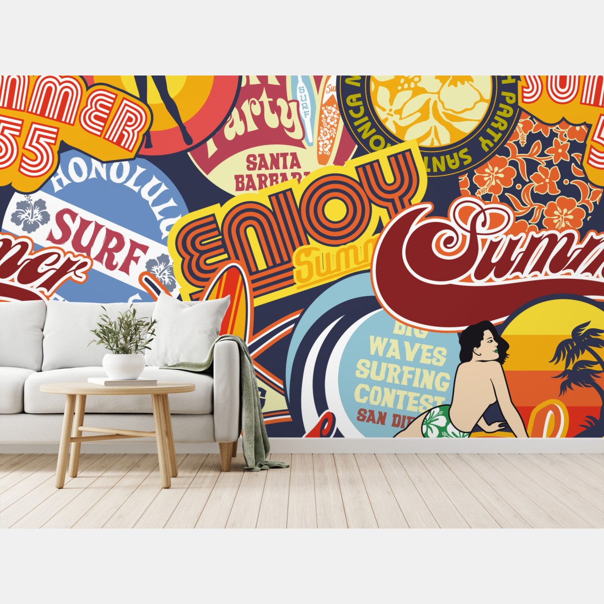 Fototapete retro surf aufkleber-collage – Wallnifity®
