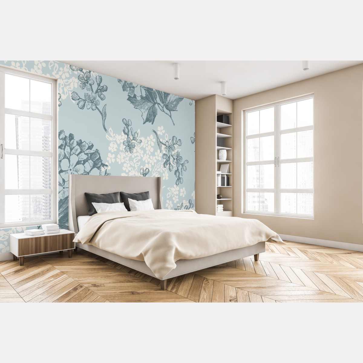 Fototapete zartes pastell hortensienmuster – Wallnifity®