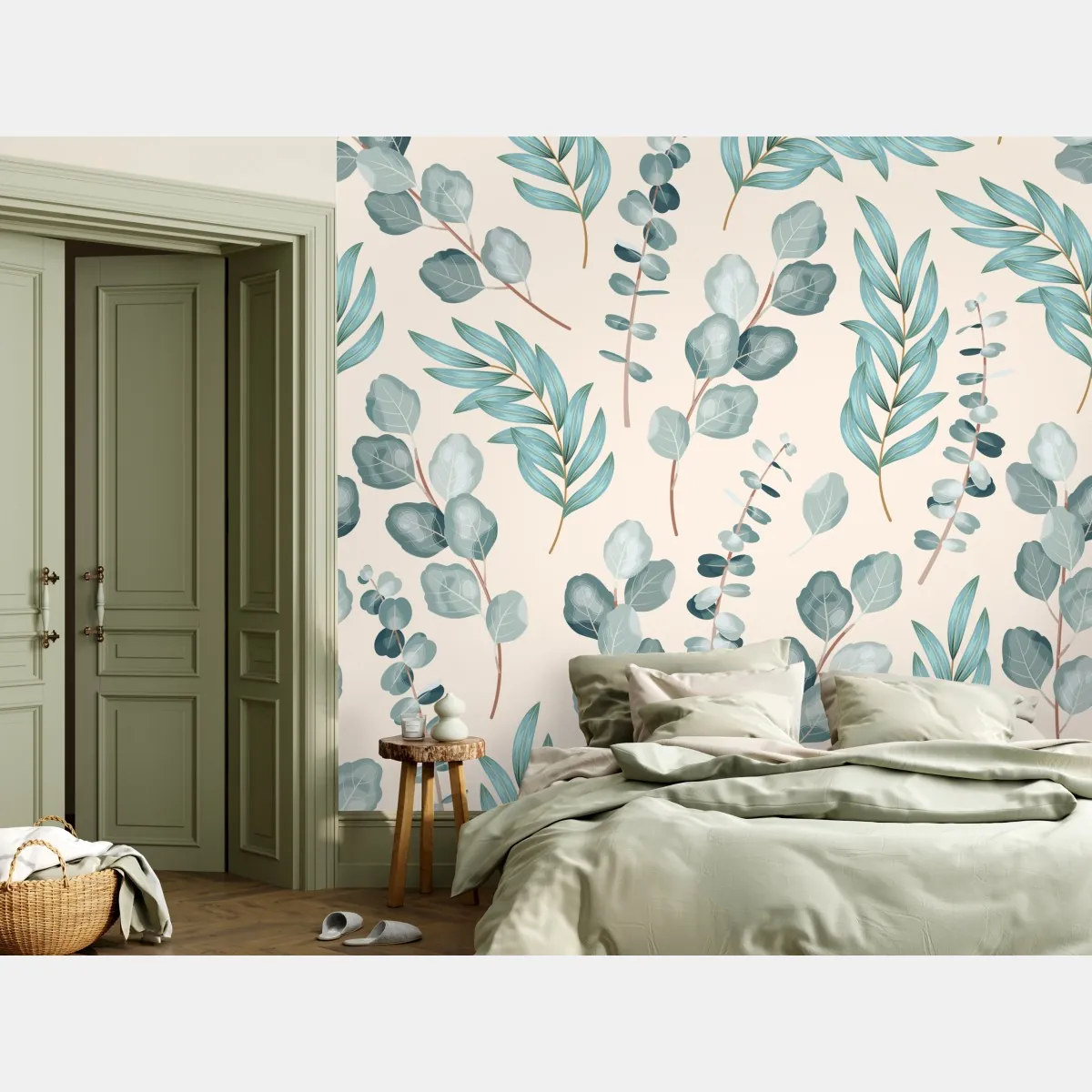 Fototapete pastell eukalyptus blattmuster – Wallnifity®