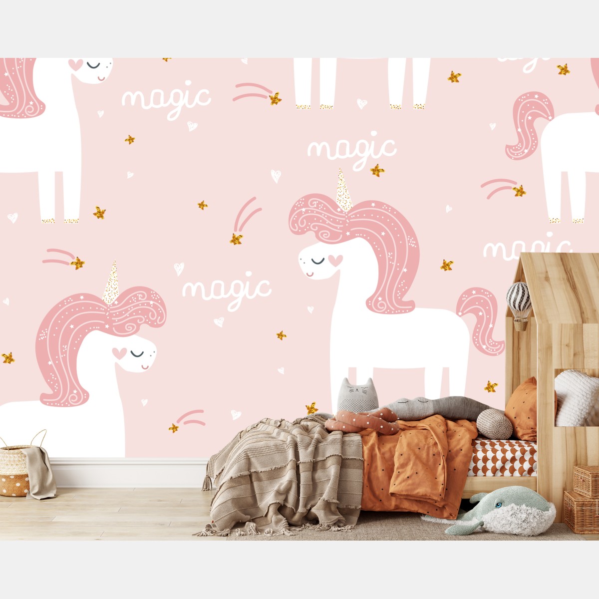 Fototapete magisches rosa einhornmuster – Wallnifity®