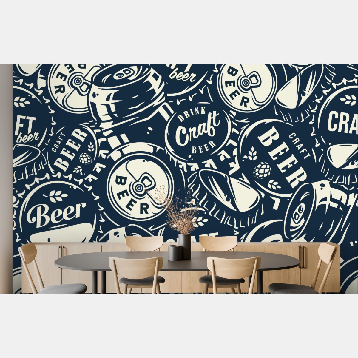 Fototapete muster mit craft-bier kronkorken – Wallnifity®