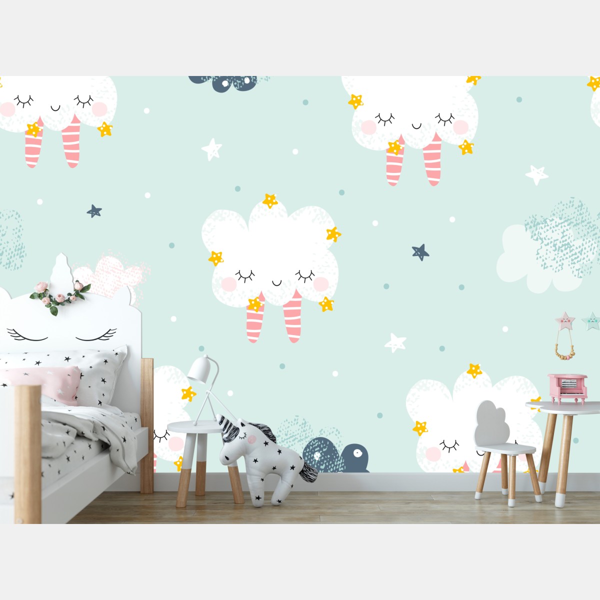 Fototapete schlafende wolken kinderzimmer muster – Wallnifity®