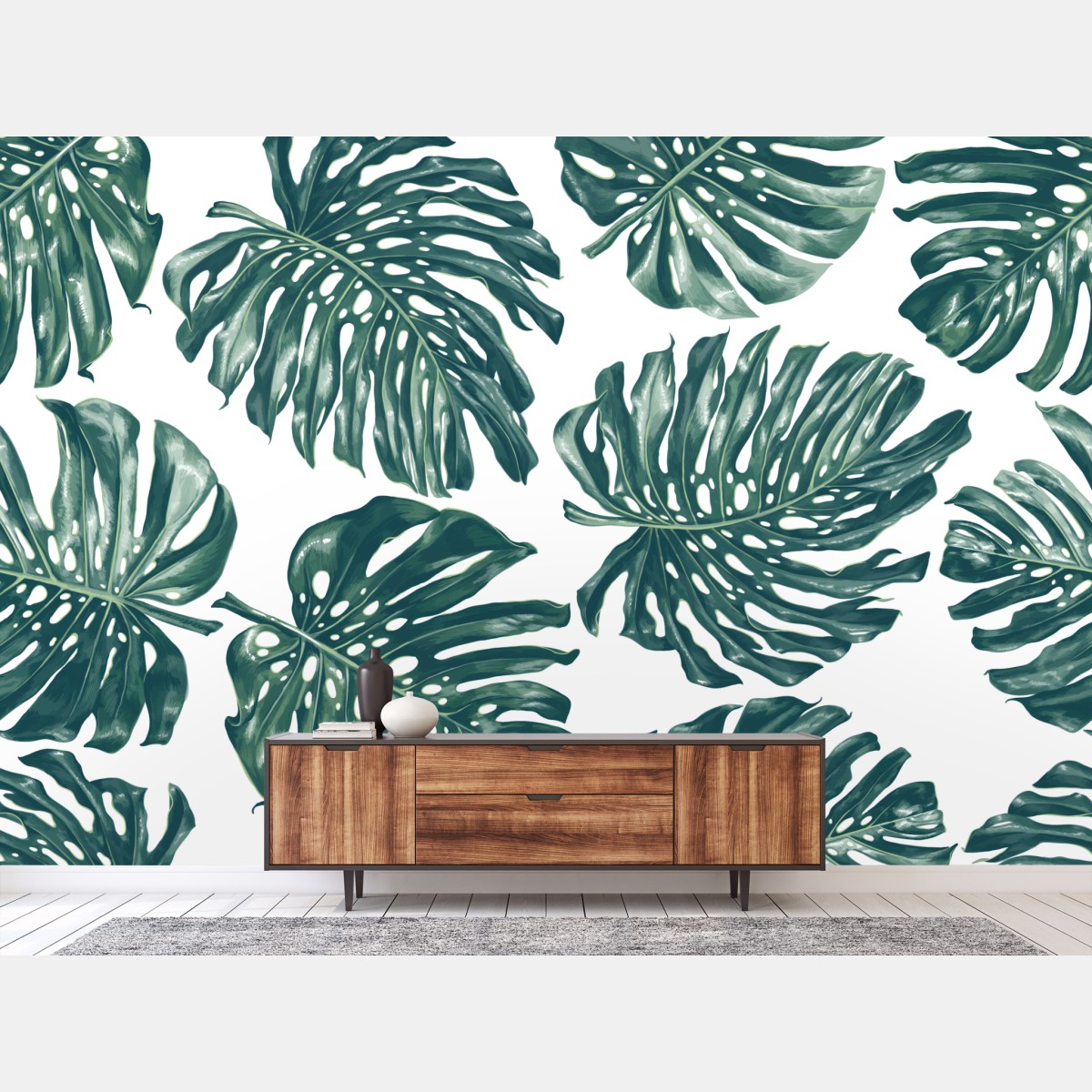 Fototapete monstera blatt botanisches muster – Wallnifity®