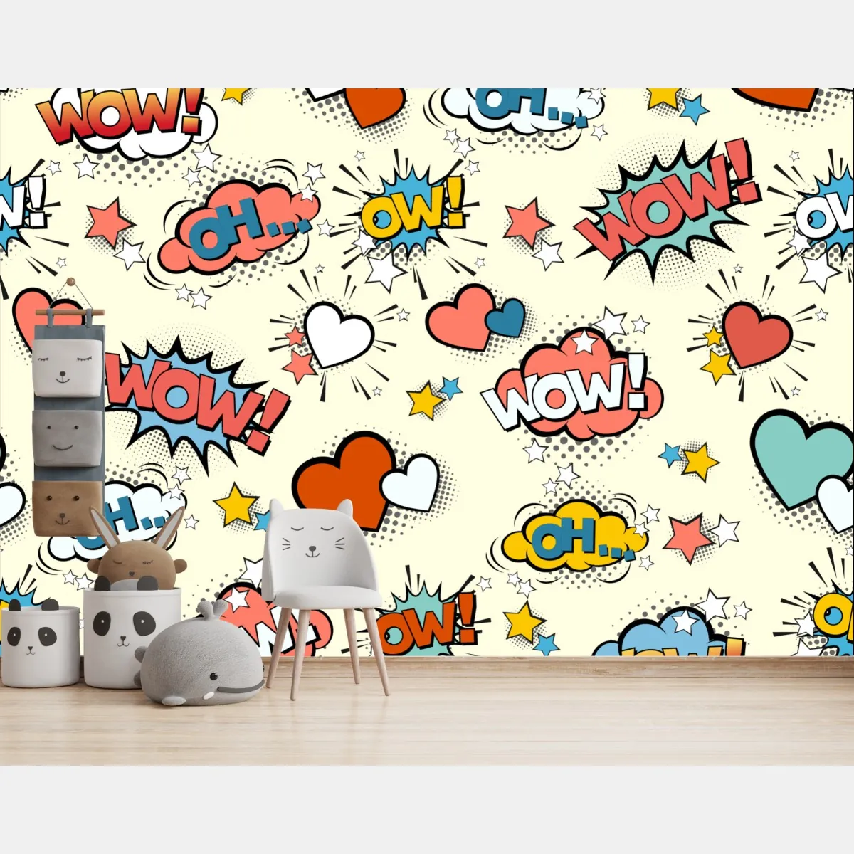 Fototapete pop art comic-herzen und sprechblasen – Wallnifity®