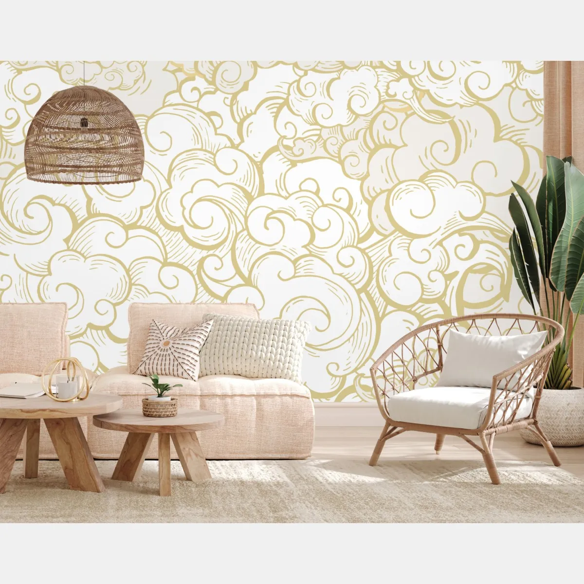 Fototapete goldenes ornamentales wolkenmuster – Wallnifity®