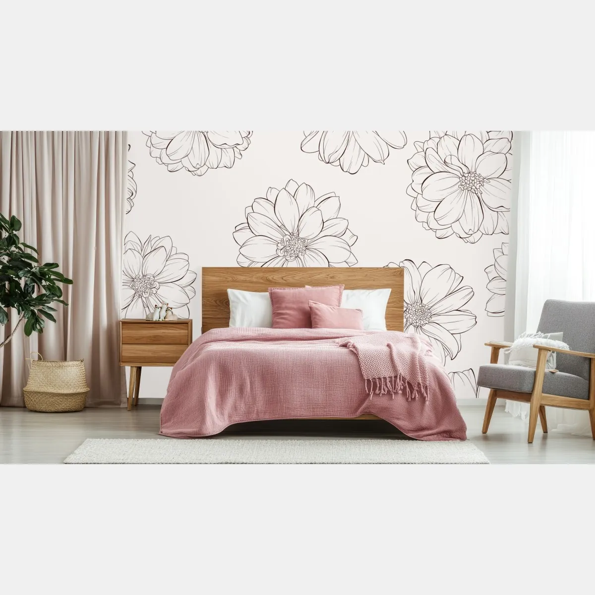 Fototapete zartes blumenmuster in beige – Wallnifity®