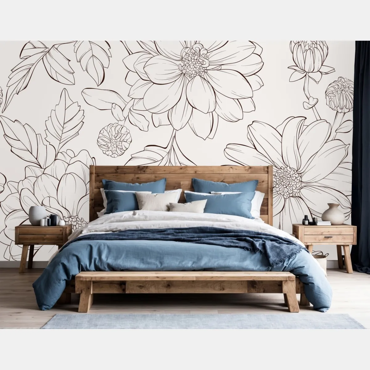 Fototapete zartes botanisches blumenmuster – Wallnifity®