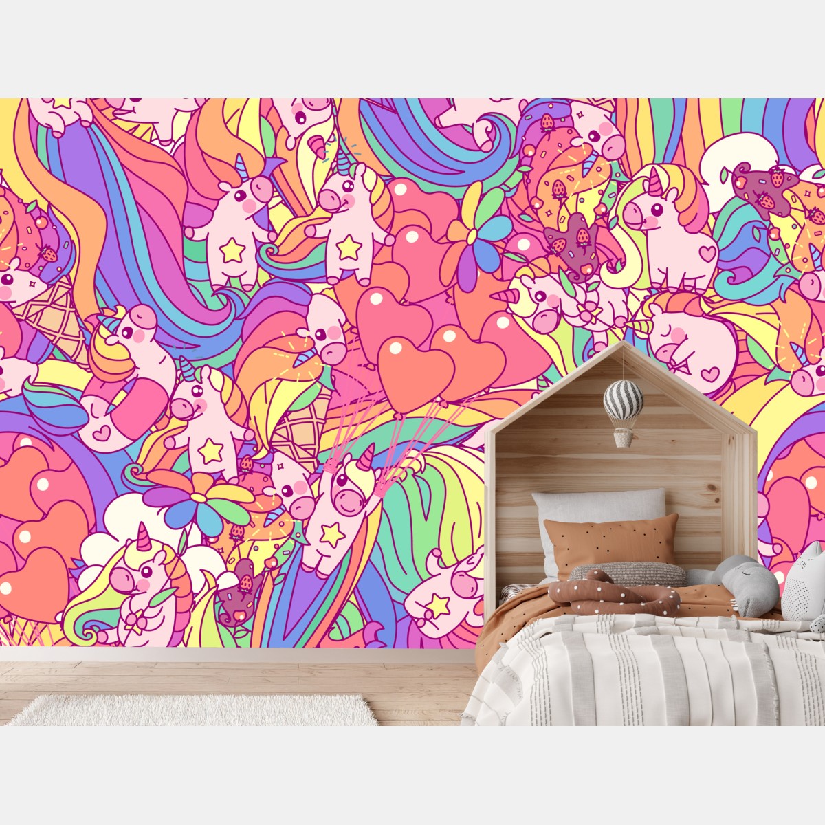 Fototapete verspieltes pastell-einhornmuster – Wallnifity®