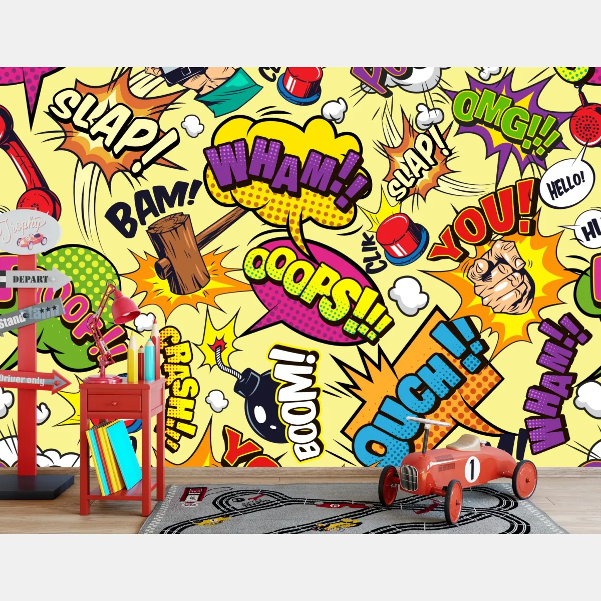 Fototapete retro pop-art comic collage – Wallnifity®