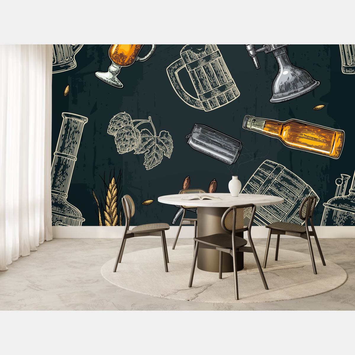 Fototapete vintage bier und brauerei muster – Wallnifity®