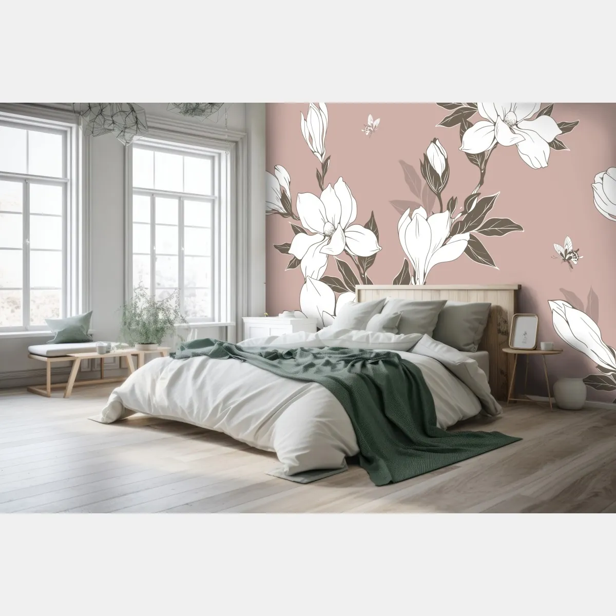 Fototapete zartes magnolienmuster – Wallnifity®