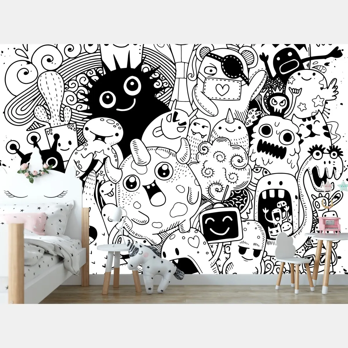 Fototapete verspielte monster-zeichnung – Wallnifity®