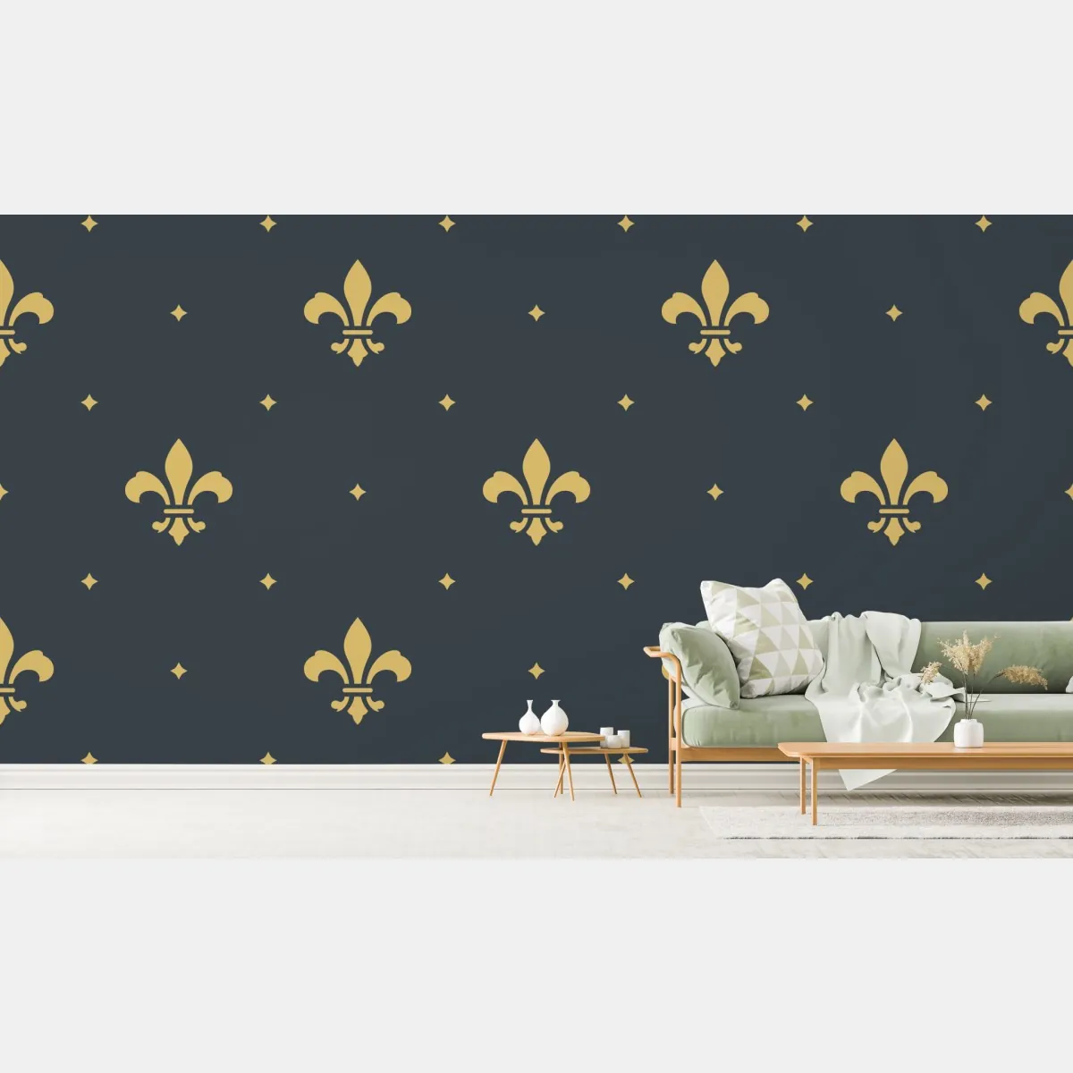Fototapete goldenes lilienmuster auf dunklem hintergrund – Wallnifity®