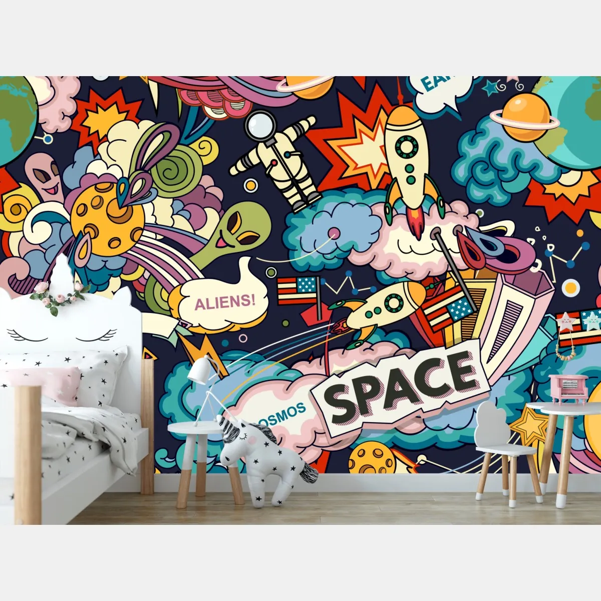 Fototapete bunte kosmische weltraum-collage – Wallnifity®