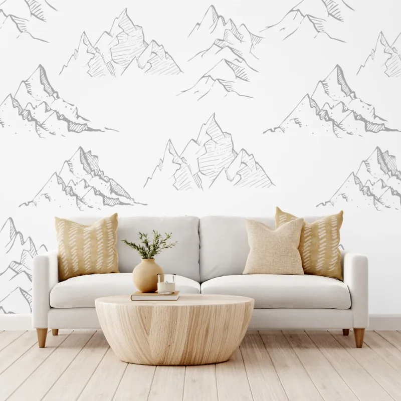 Fototapete handgezeichnetes bergmuster