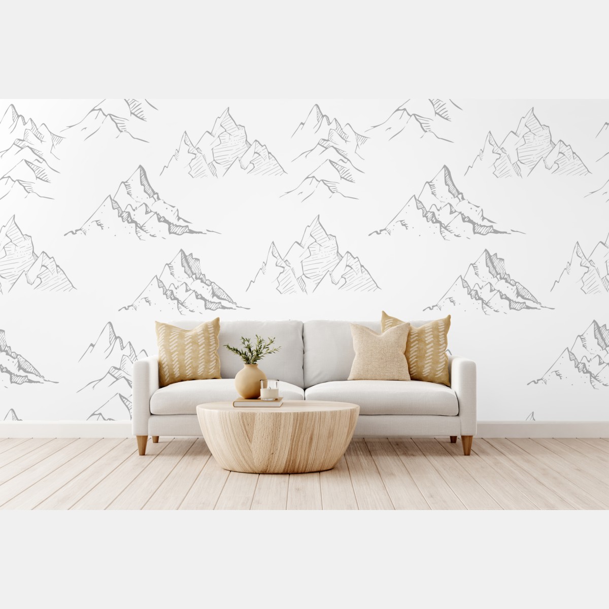 Fototapete handgezeichnetes bergmuster – Wallnifity®