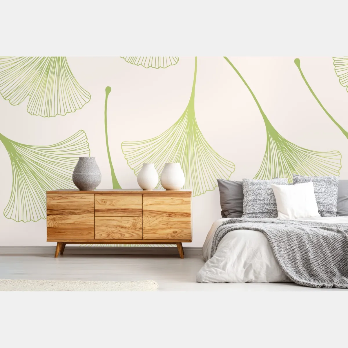 Fototapete zartes ginkgoblattmuster – Wallnifity®