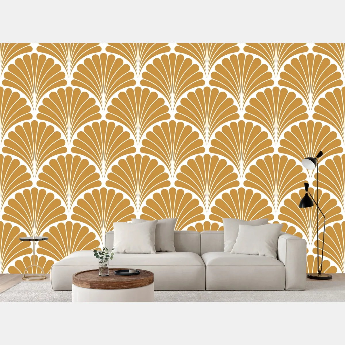 Fototapete goldenes fächermuster im art-deco-stil – Wallnifity®