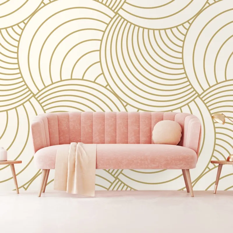 Fototapete goldenes art deco kreismuster