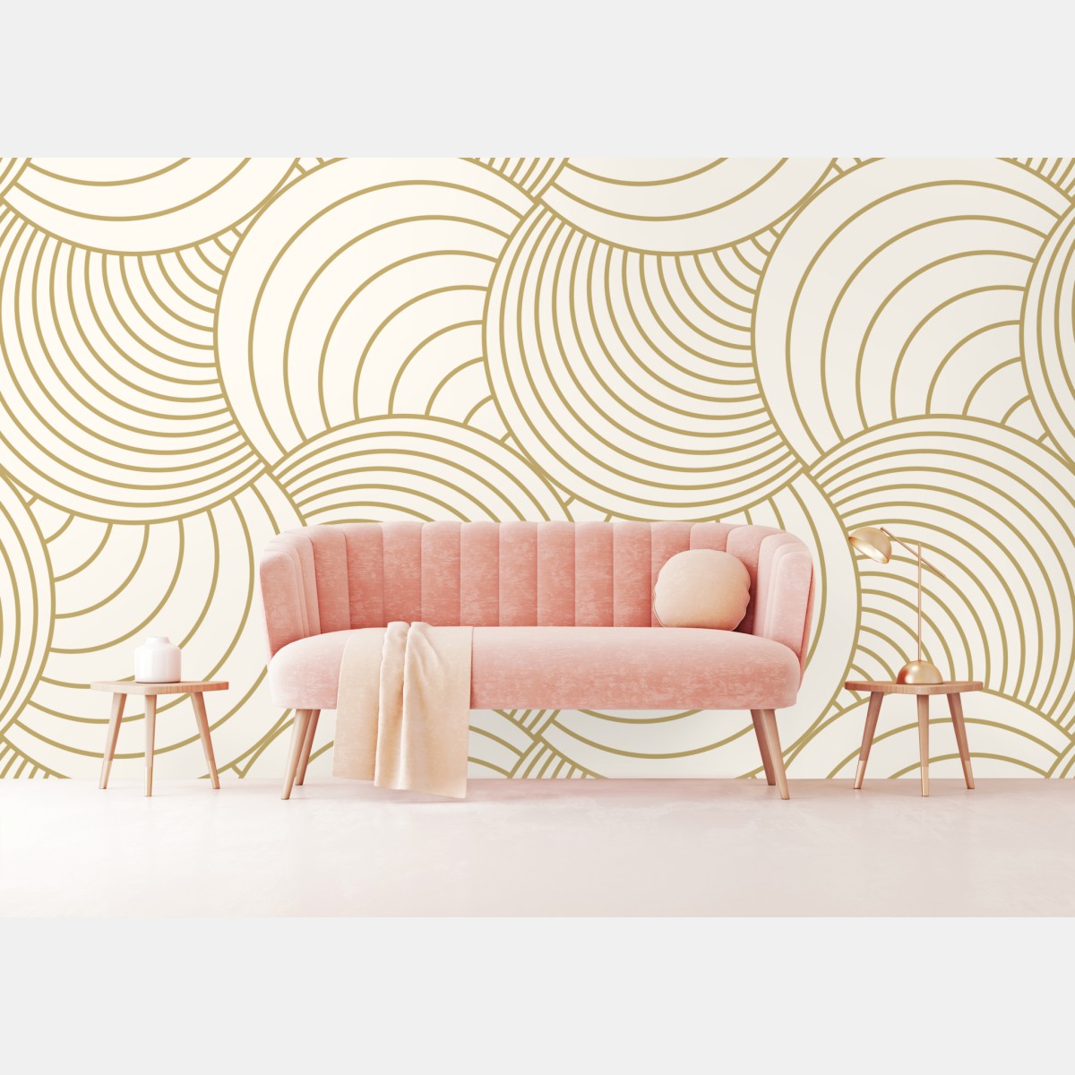 Fototapete goldenes art deco kreismuster – Wallnifity®