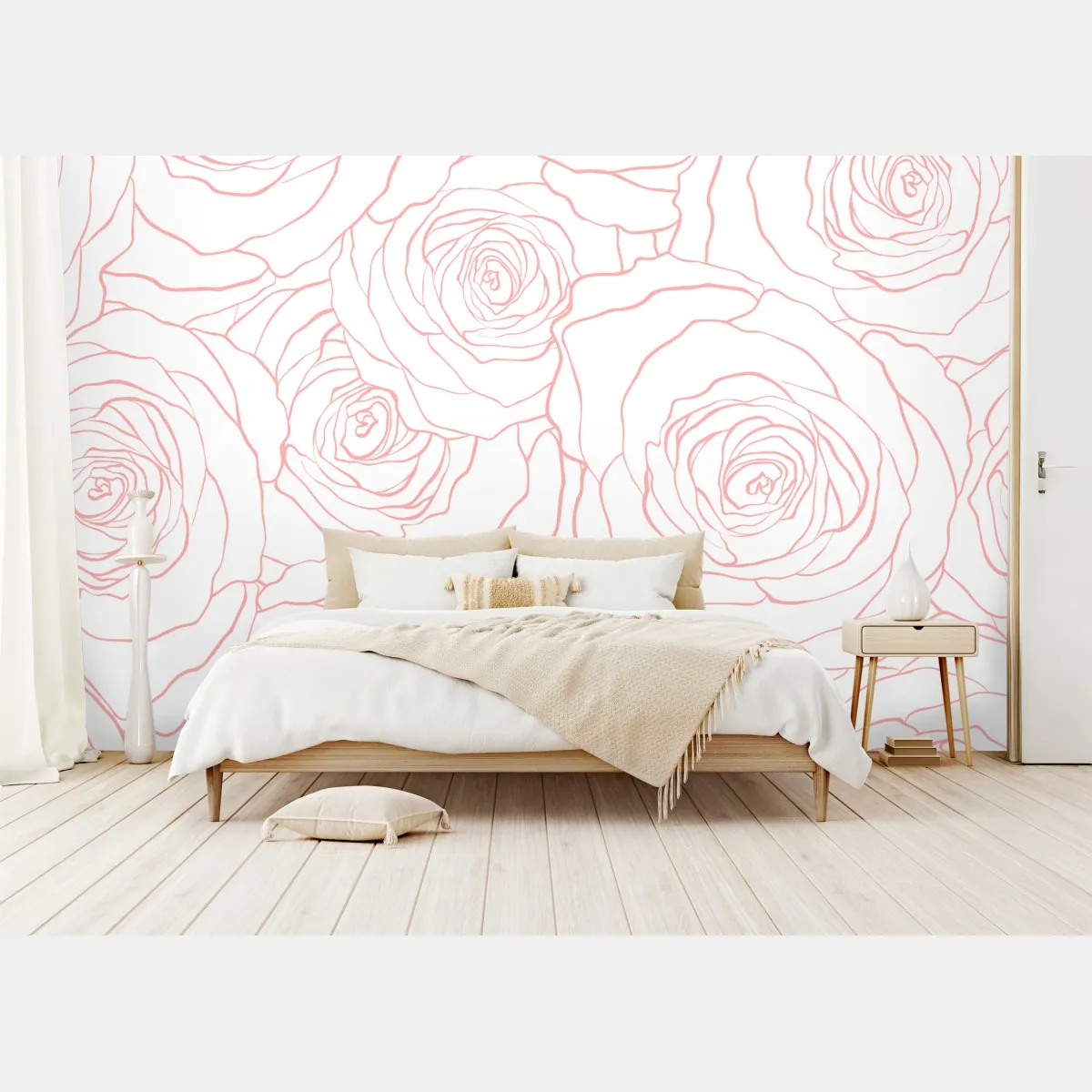 Fototapete zartes muster rosa rosen – Wallnifity®