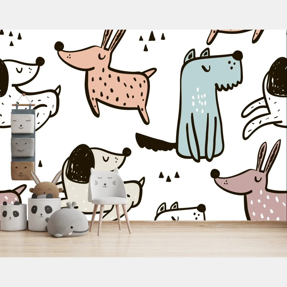 Fototapete verspieltes pastell hunde muster – Wallnifity®