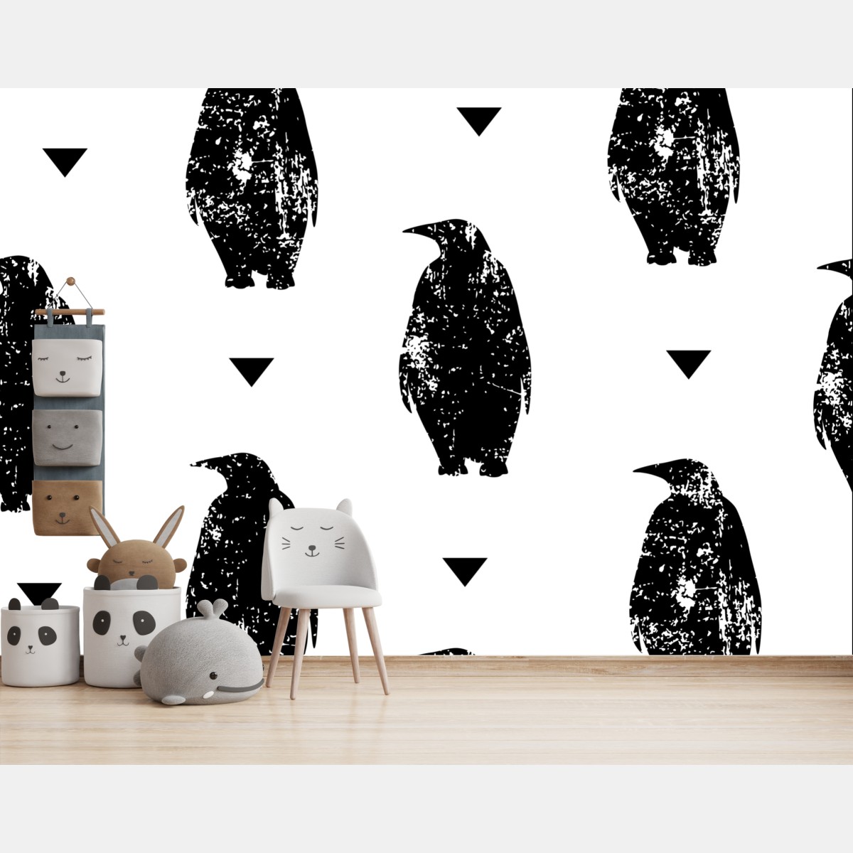 Fototapete schwarzes pinguin-silhouetten-muster – Wallnifity®