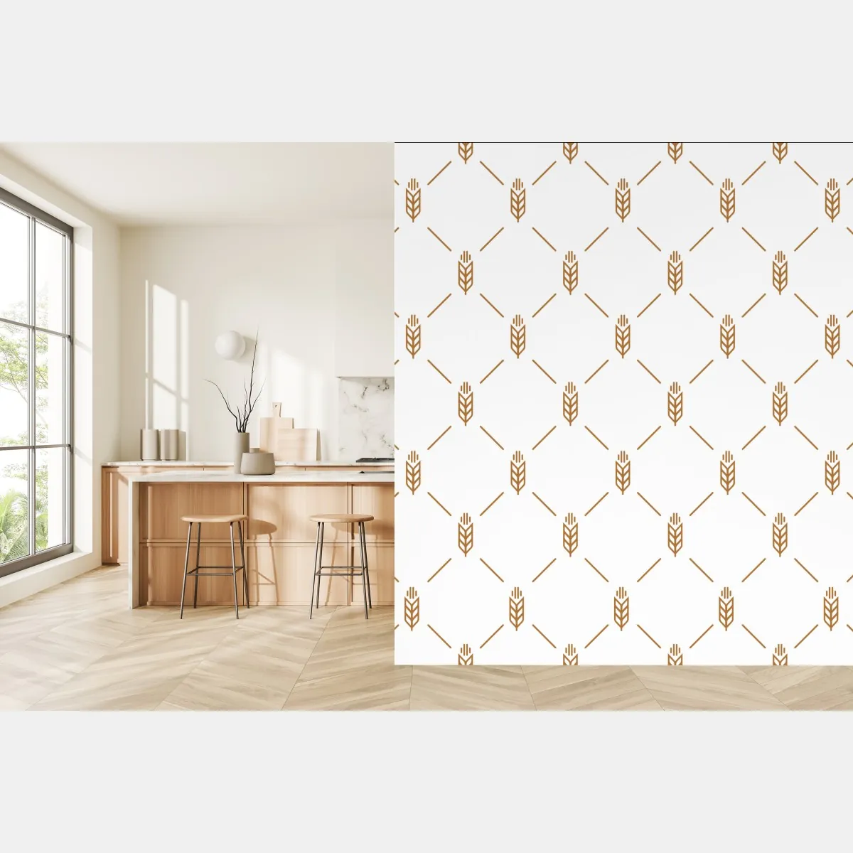 Fototapete goldenes geometrisches weizenmuster – Wallnifity®