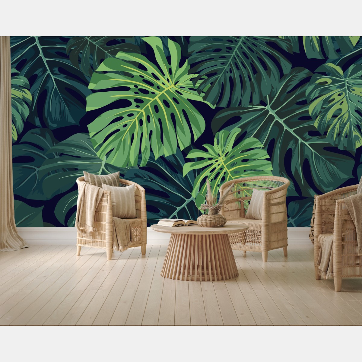 Fototapete tropisches monstera-blattmuster – Wallnifity®