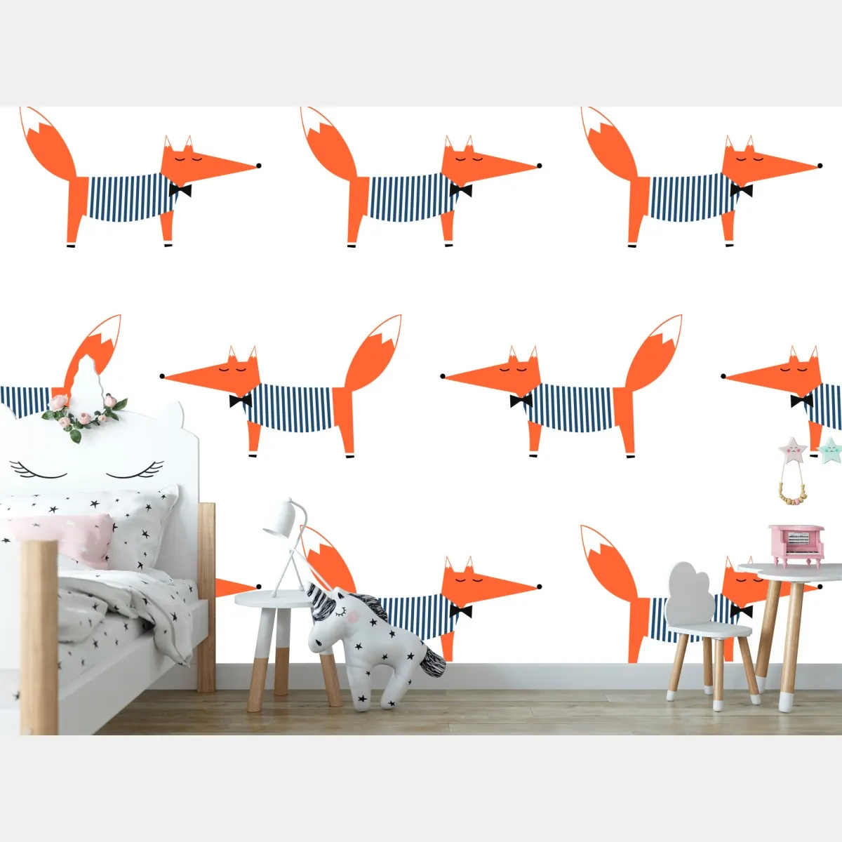 Fototapete niedliches gestreiftes fuchsmuster – Wallnifity®