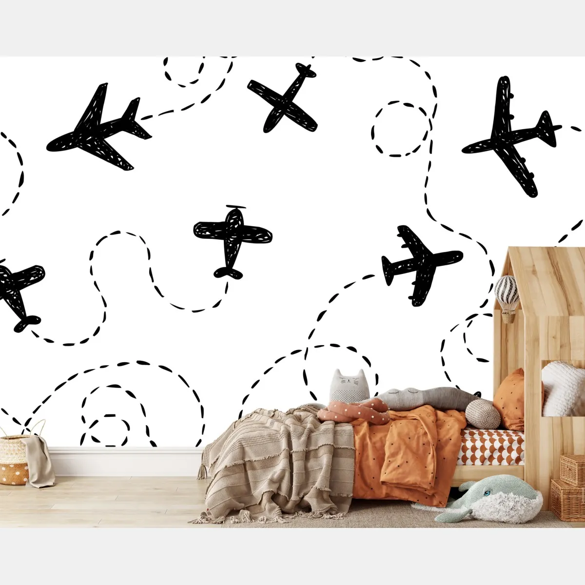 Fototapete handgezeichnetes flugzeugmuster – Wallnifity®