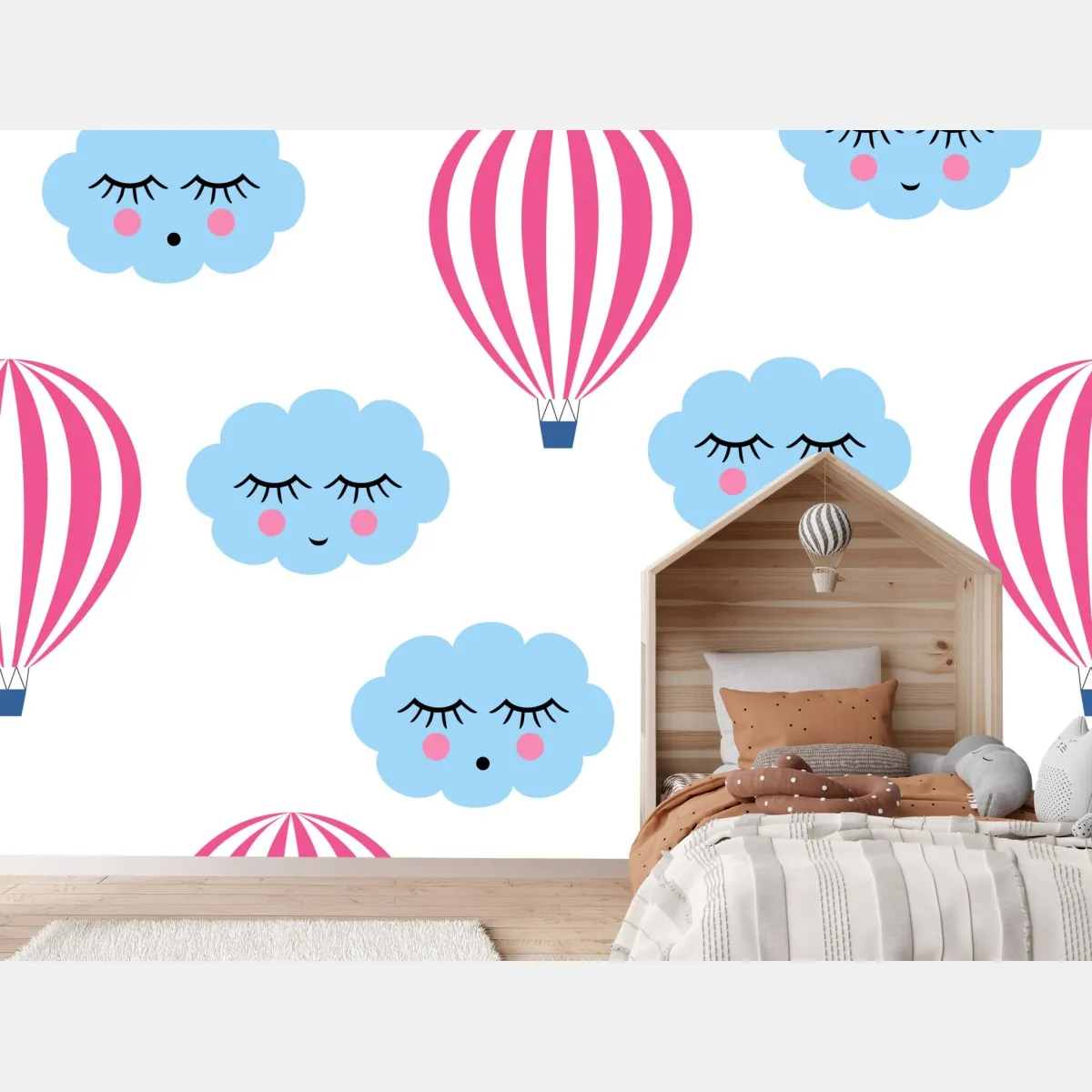 Fototapete pastellwolken und luftballons muster – Wallnifity®