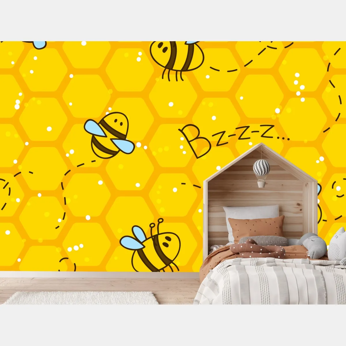 Fototapete niedliches bienen- und wabenmuster – Wallnifity®