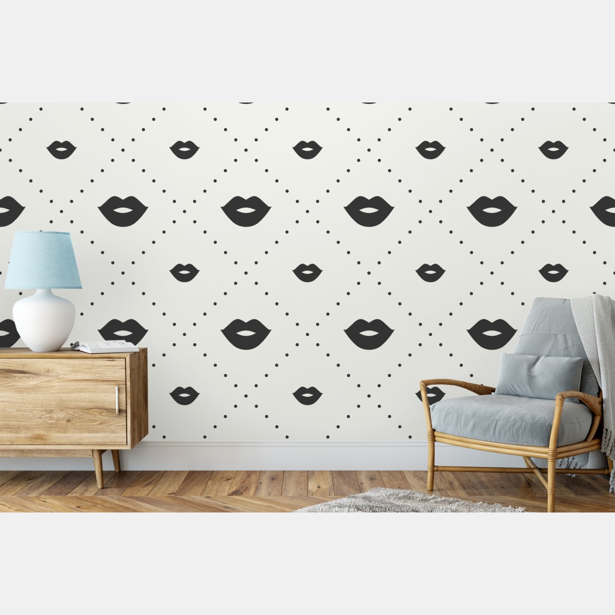 Fototapete minimalistisches monochromes lippenmuster – Wallnifity®