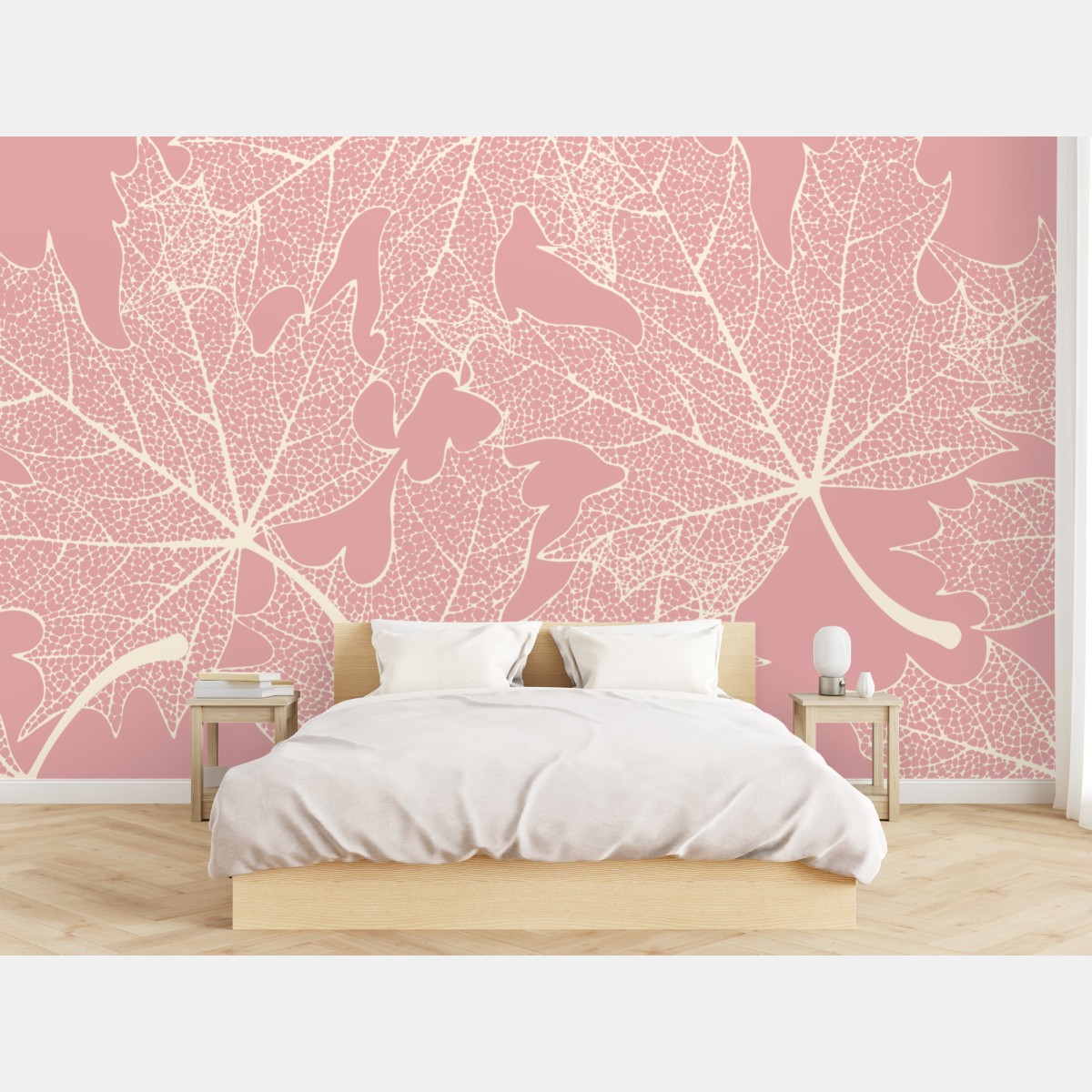 Fototapete zartes rosa blattmuster – Wallnifity®