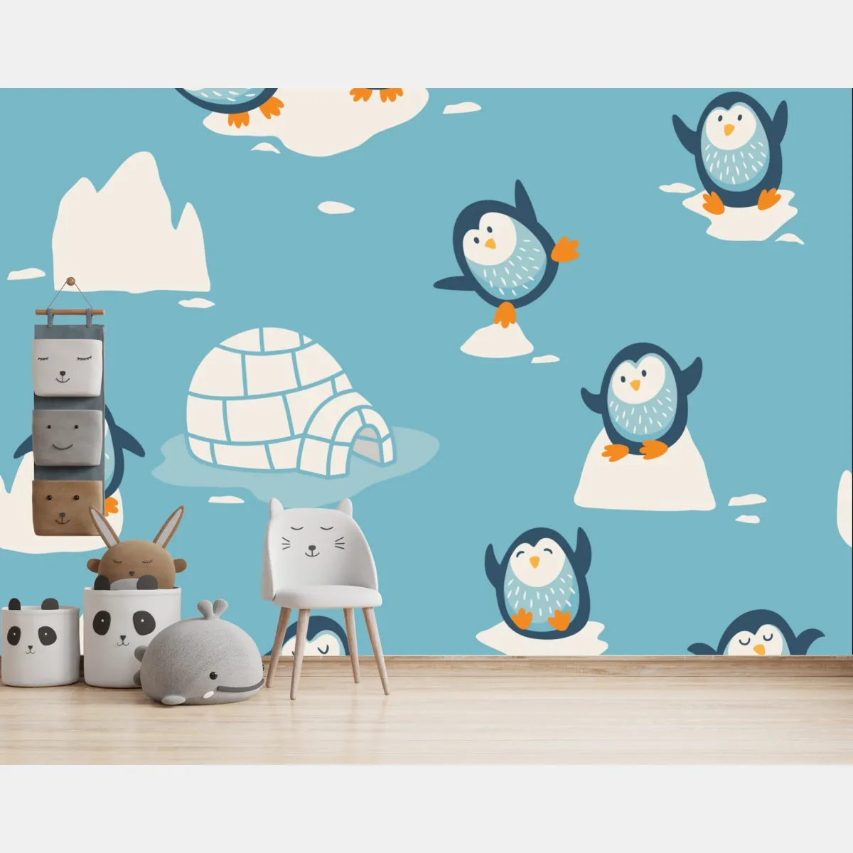 Fototapete verspieltes pinguinmuster für kinderzimmer – Wallnifity®