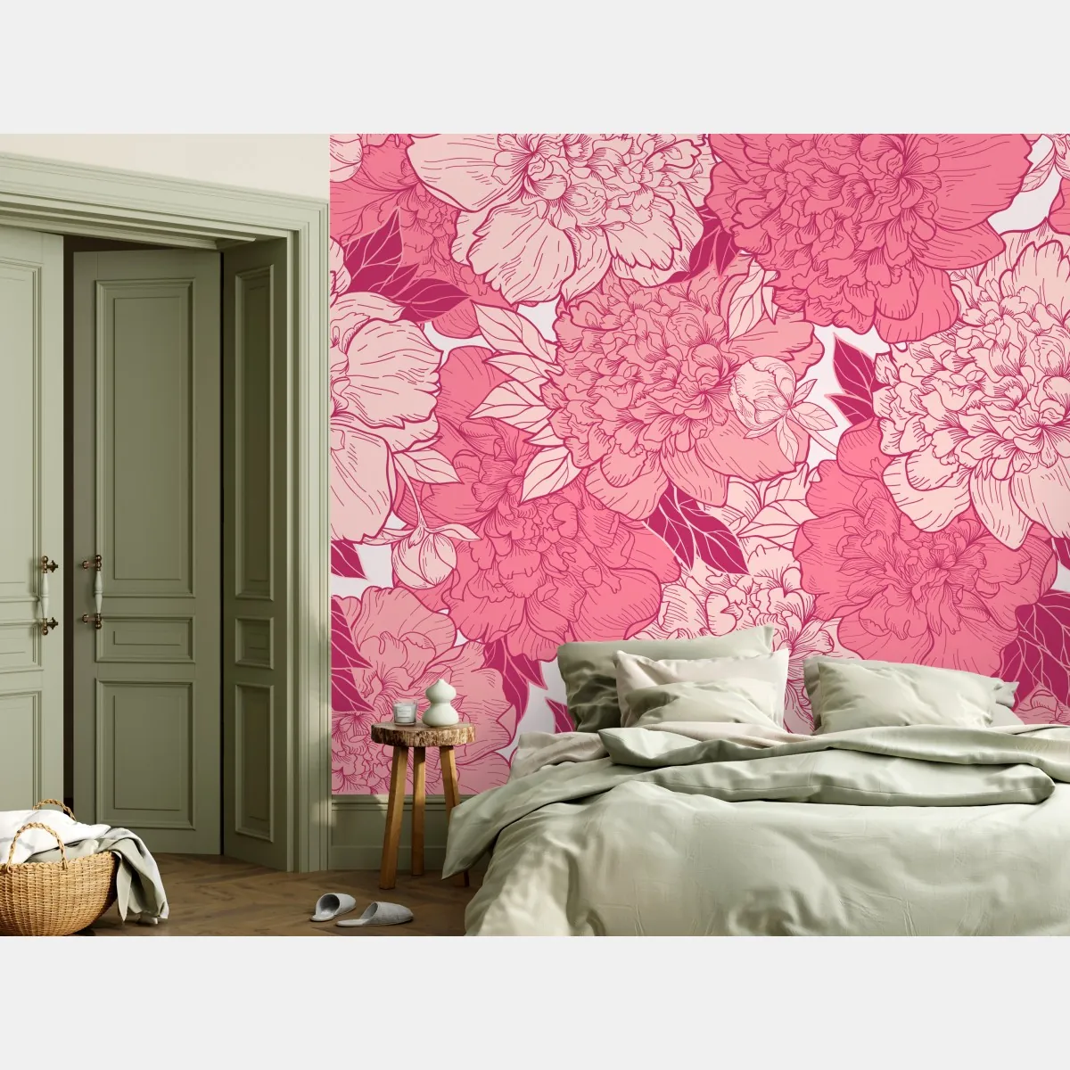 Fototapete rosa pfingstrosenmuster – Wallnifity®