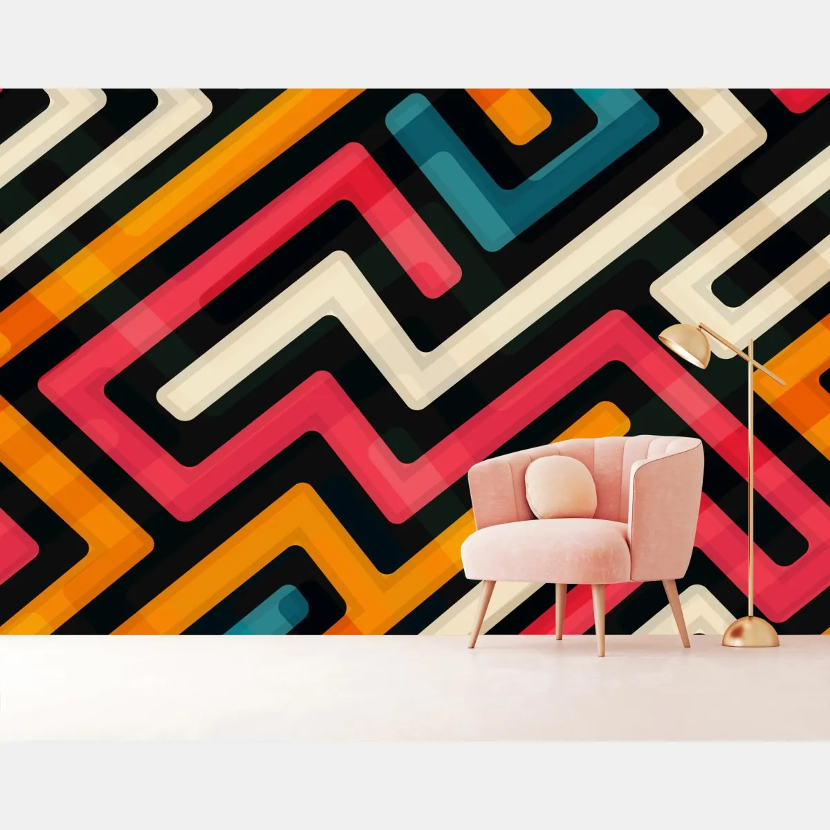 Fototapete buntes geometrisches labyrinthmuster – Wallnifity®