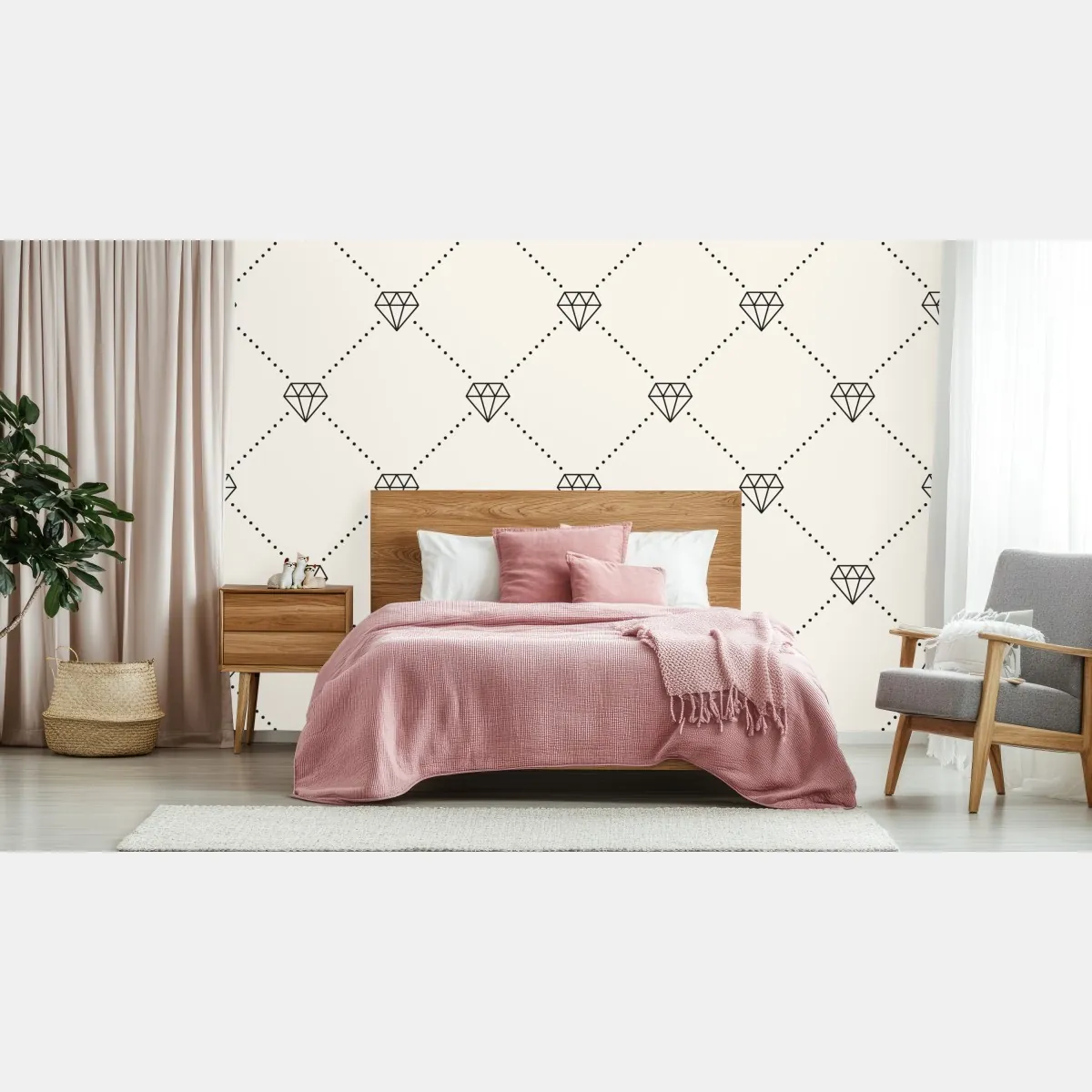 Fototapete diamentgittermuster auf beigem hintergrund – Wallnifity®