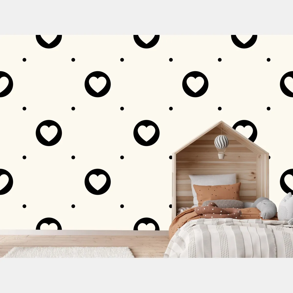 Fototapete minimalistisches muster mit schwarzen herzen – Wallnifity®