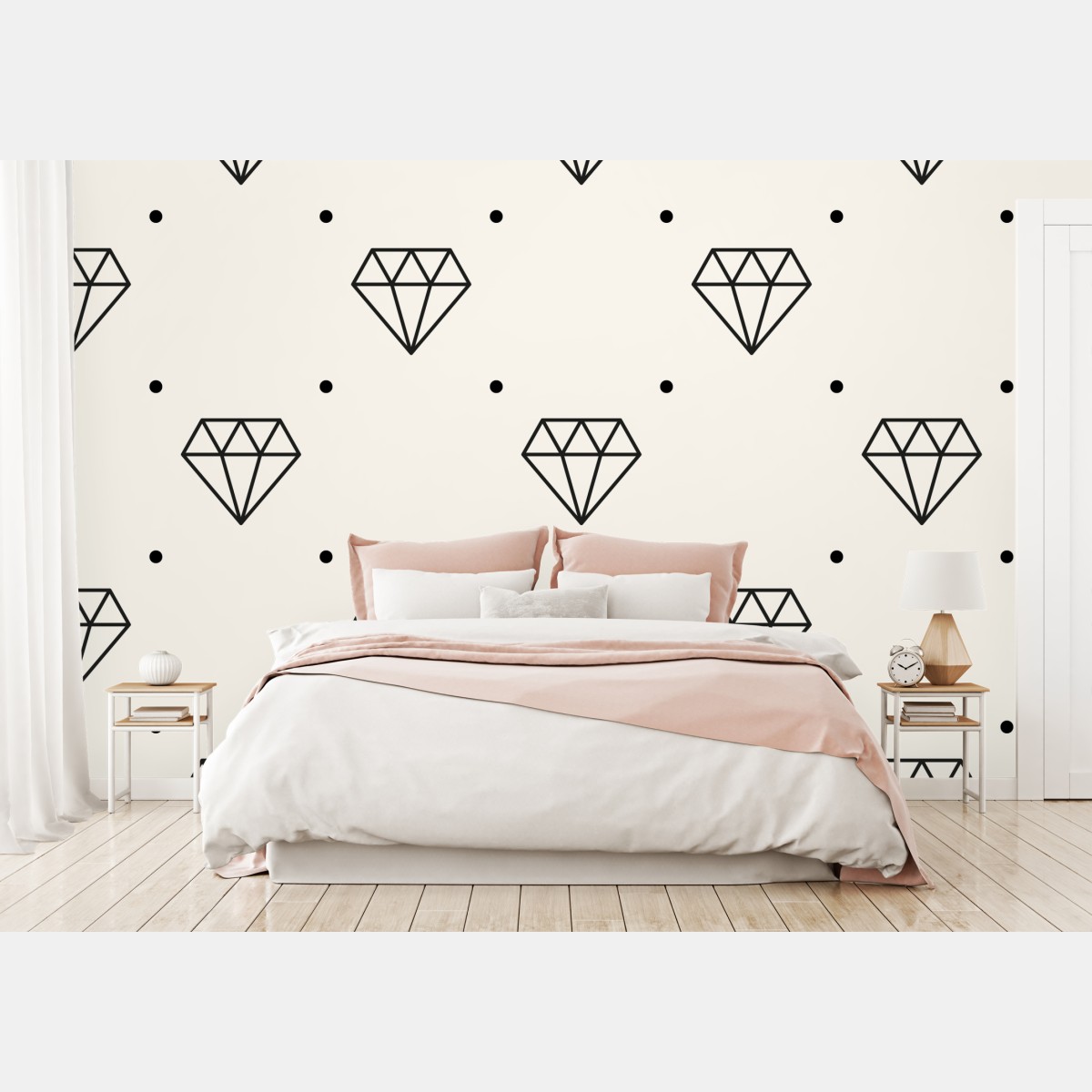 Fototapete minimalistisches diamantenmuster mit punkten – Wallnifity®