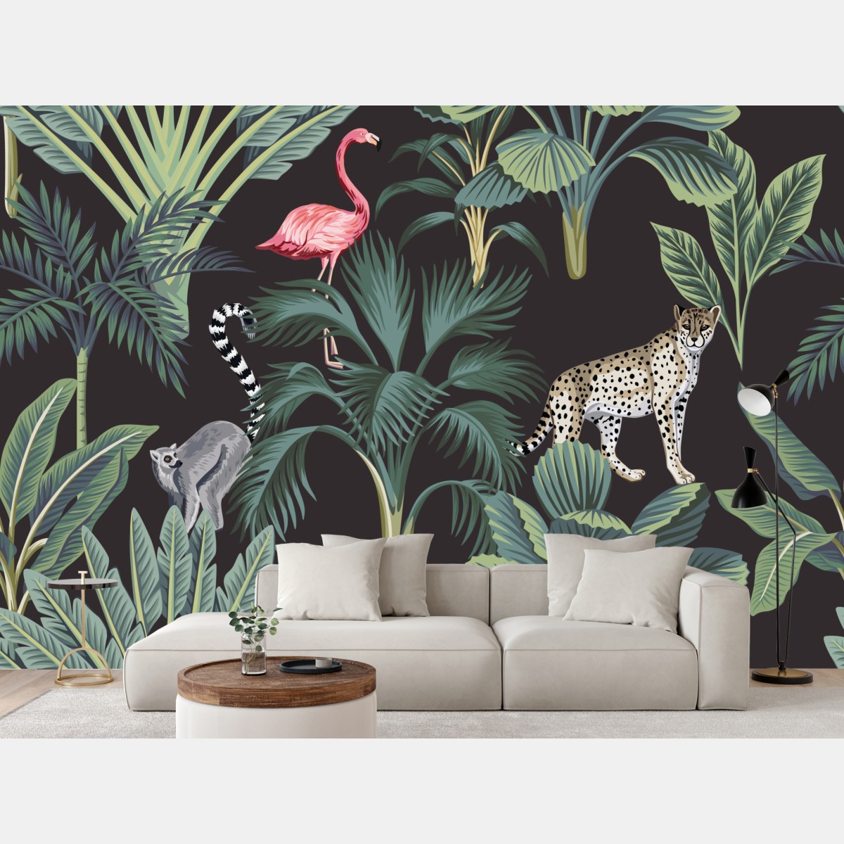 Fototapete tropischer dschungel mit wildtieren – Wallnifity®