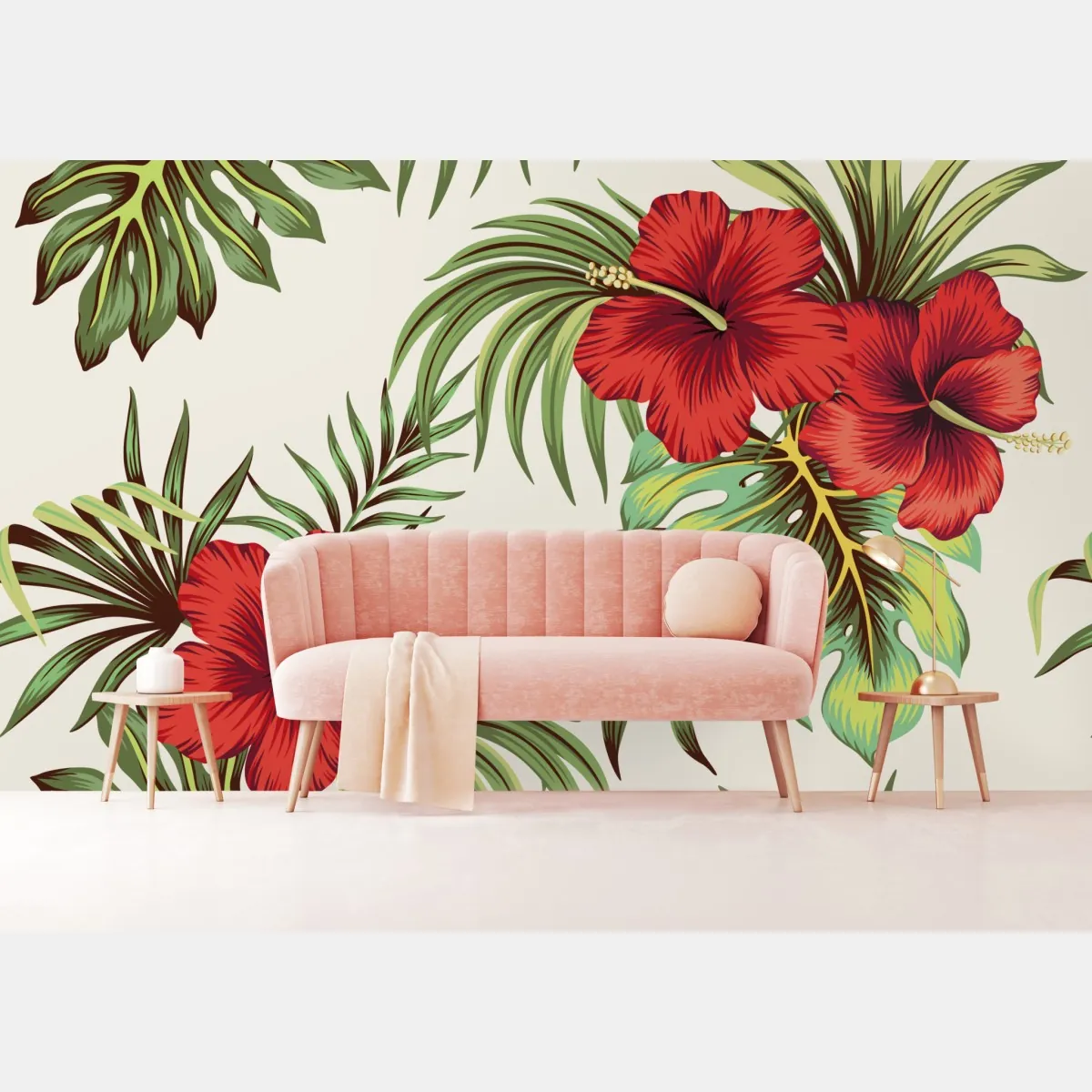 Fototapete tropisches hibiskusmuster – Wallnifity®