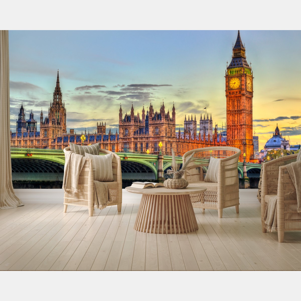 Fototapete sonnenuntergang über London: Big Ben und der Westminster-Palast – Wallnifity®