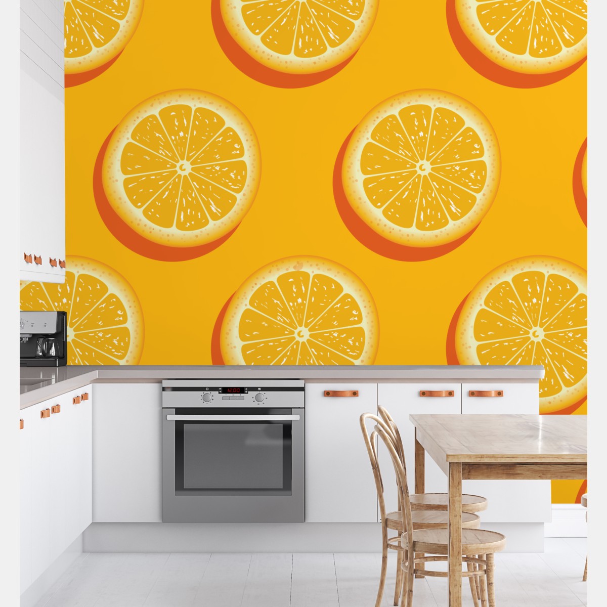 Fototapete lebhaftes muster mit orangenscheiben – Wallnifity®