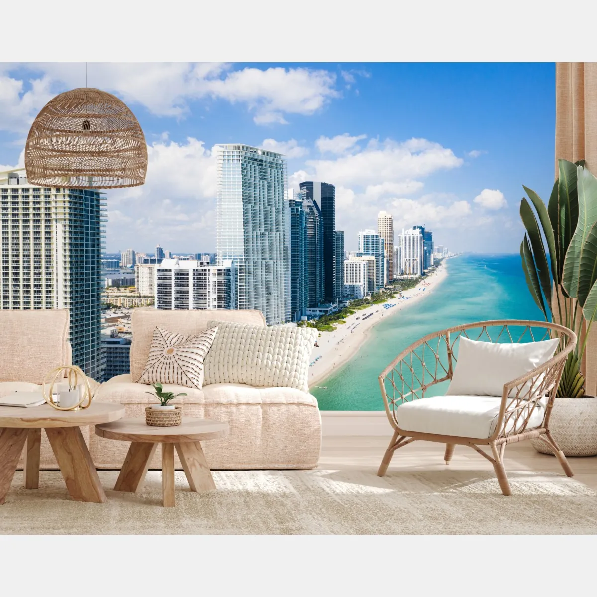 Fototapete türkisfarbene strand-skyline – Wallnifity®