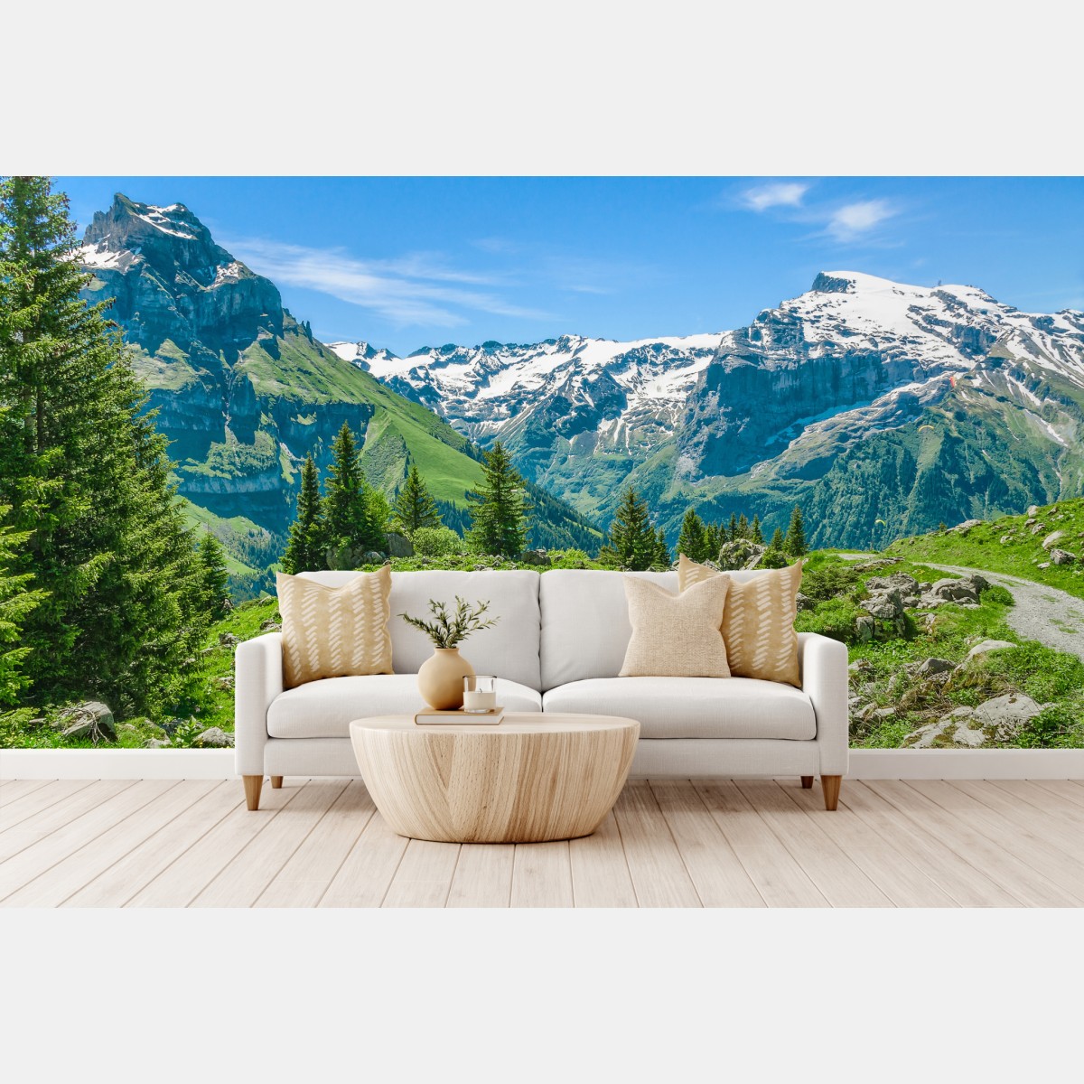 Fototapete sonnige alpwiese in Engelberg – Wallnifity®