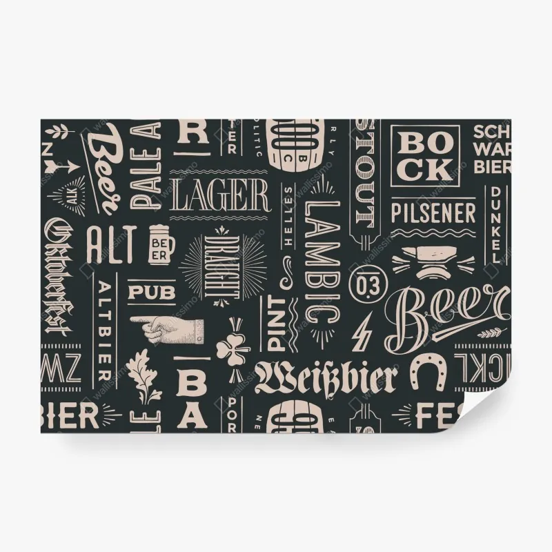 Fototapete handgezeichnete wale und ozeanwellen – Wallnifity®