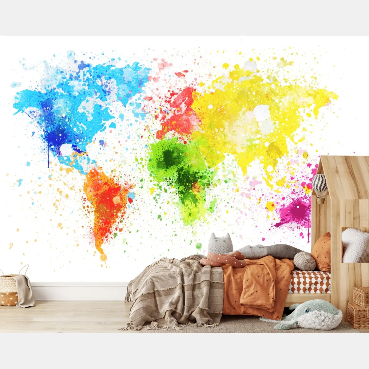 Fototapete bunte aquarell-weltkarte – Wallnifity®