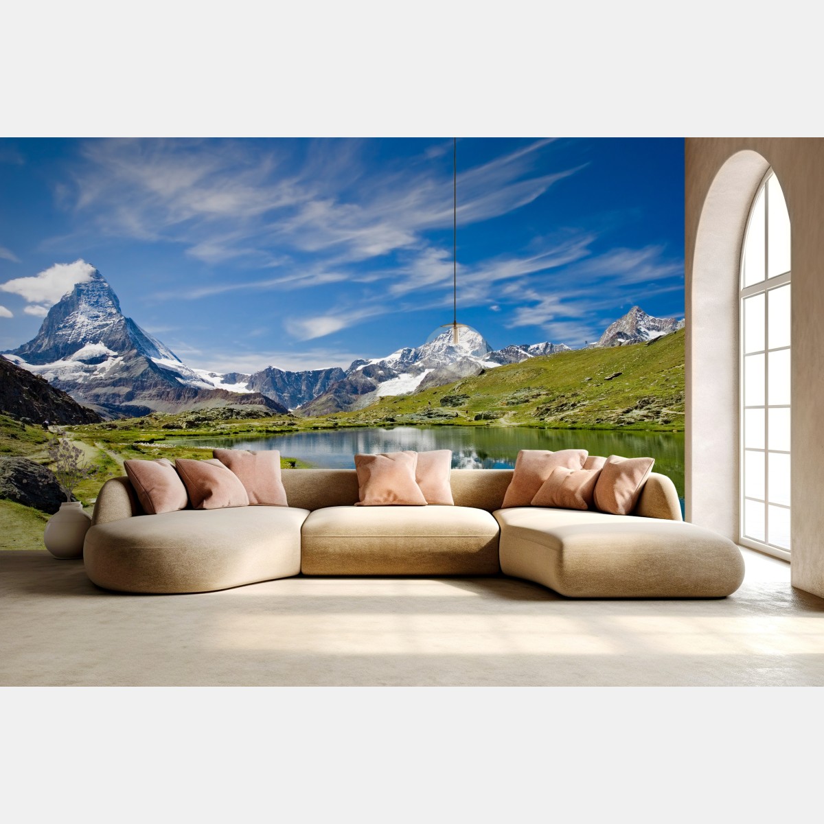 Fototapete alpensee mit bergspiegelung – Wallnifity®